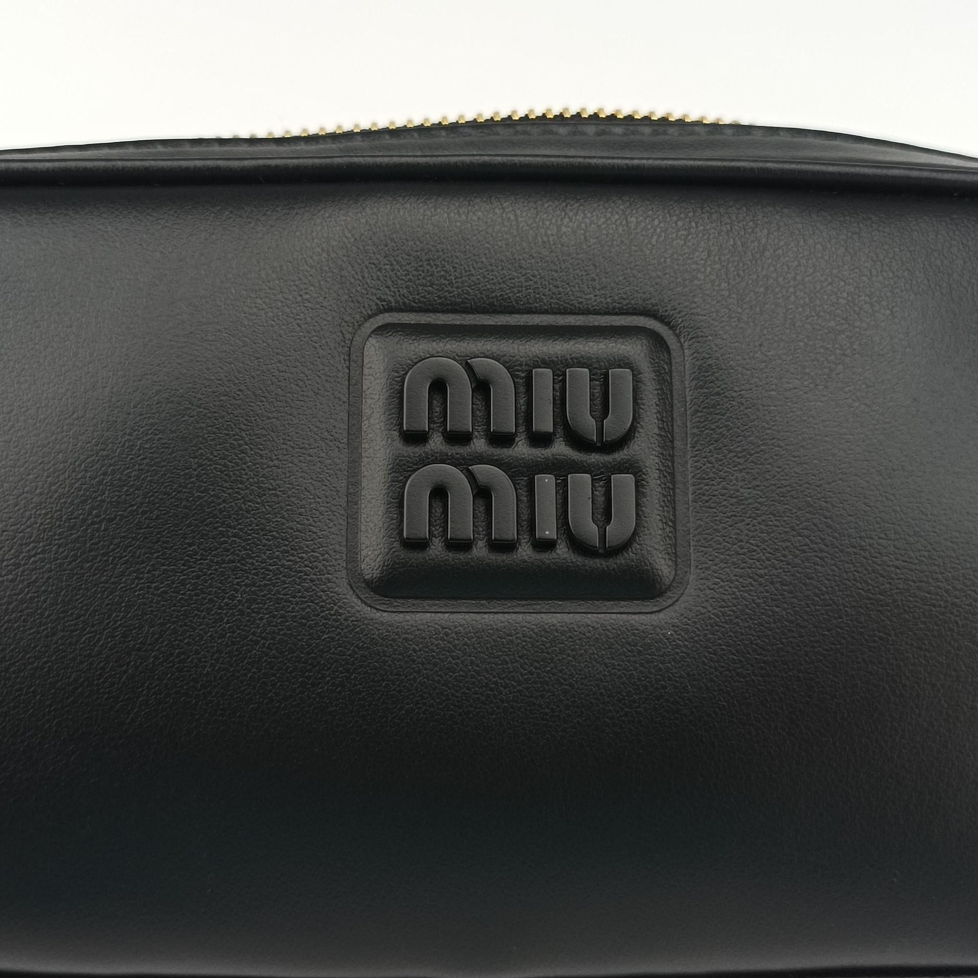Vintage Miu Miu Logo belt Black leather  bum bag/waist bag | stylenewstar