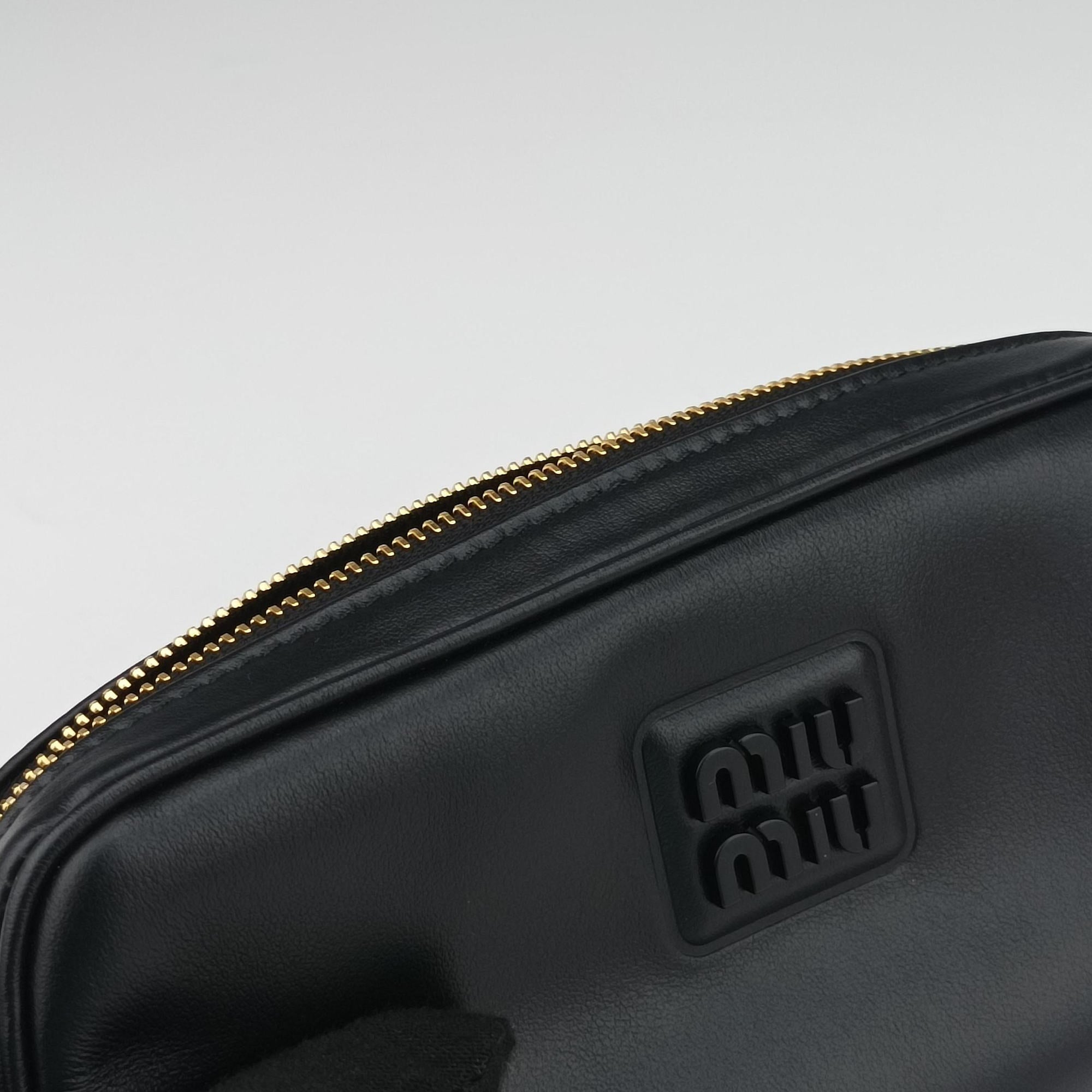 Vintage Miu Miu Logo belt Black leather  bum bag/waist bag | stylenewstar