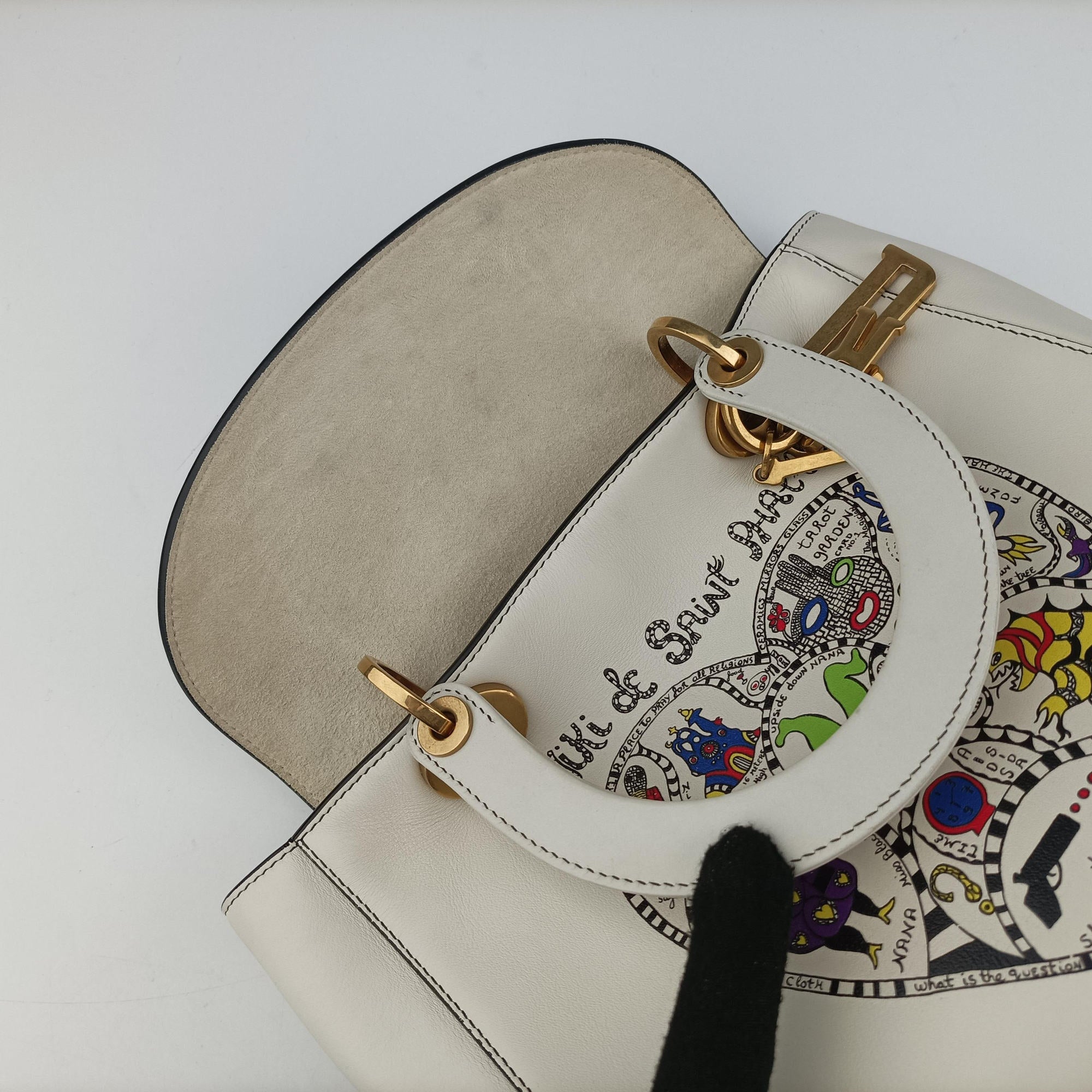 Pre-owned Christian Dior Niki de Saint Phalle Lady Dior White×Multicolour Leather  shoulderbag | stylenewstar