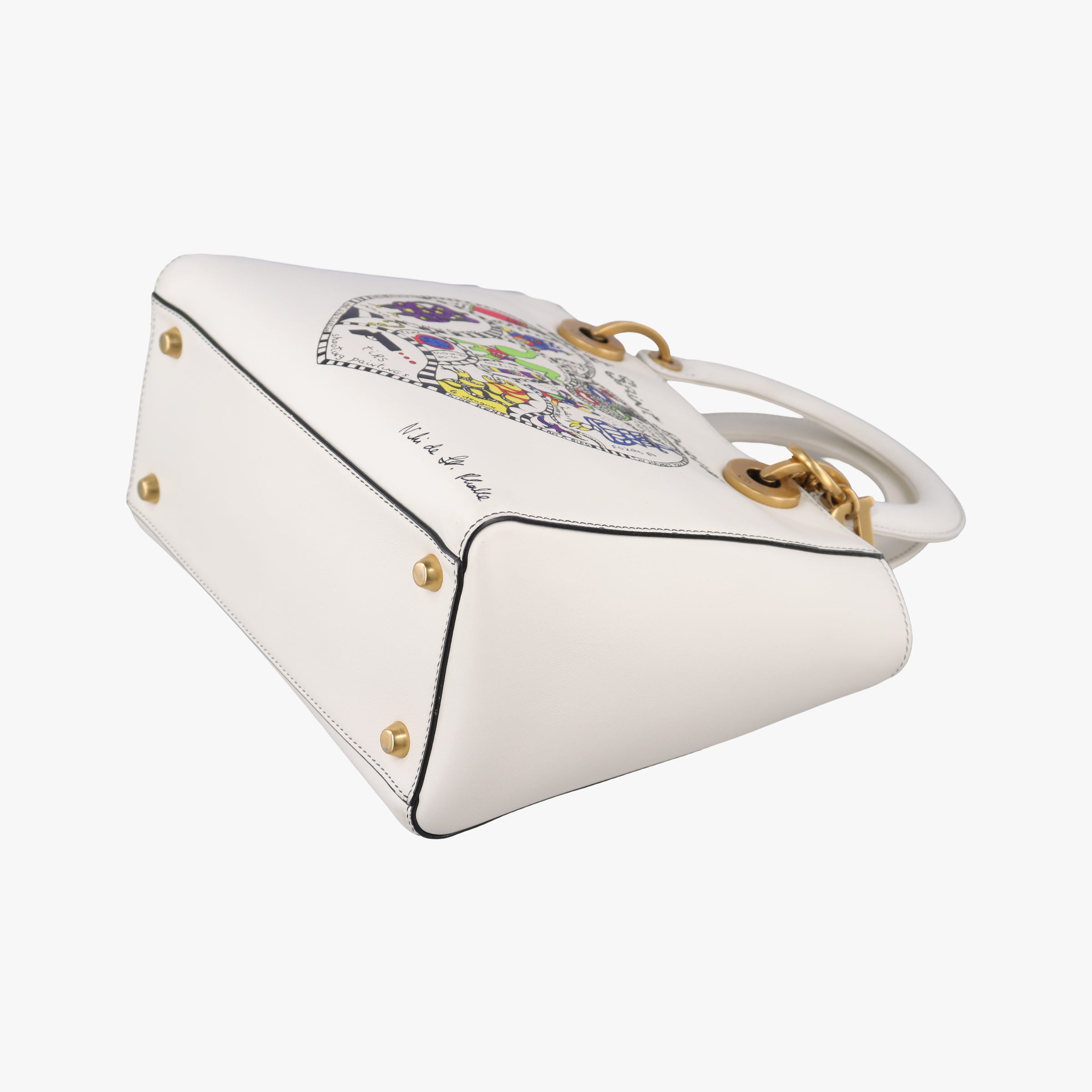 Pre-owned Christian Dior Niki de Saint Phalle Lady Dior White×Multicolour Leather  shoulderbag | stylenewstar