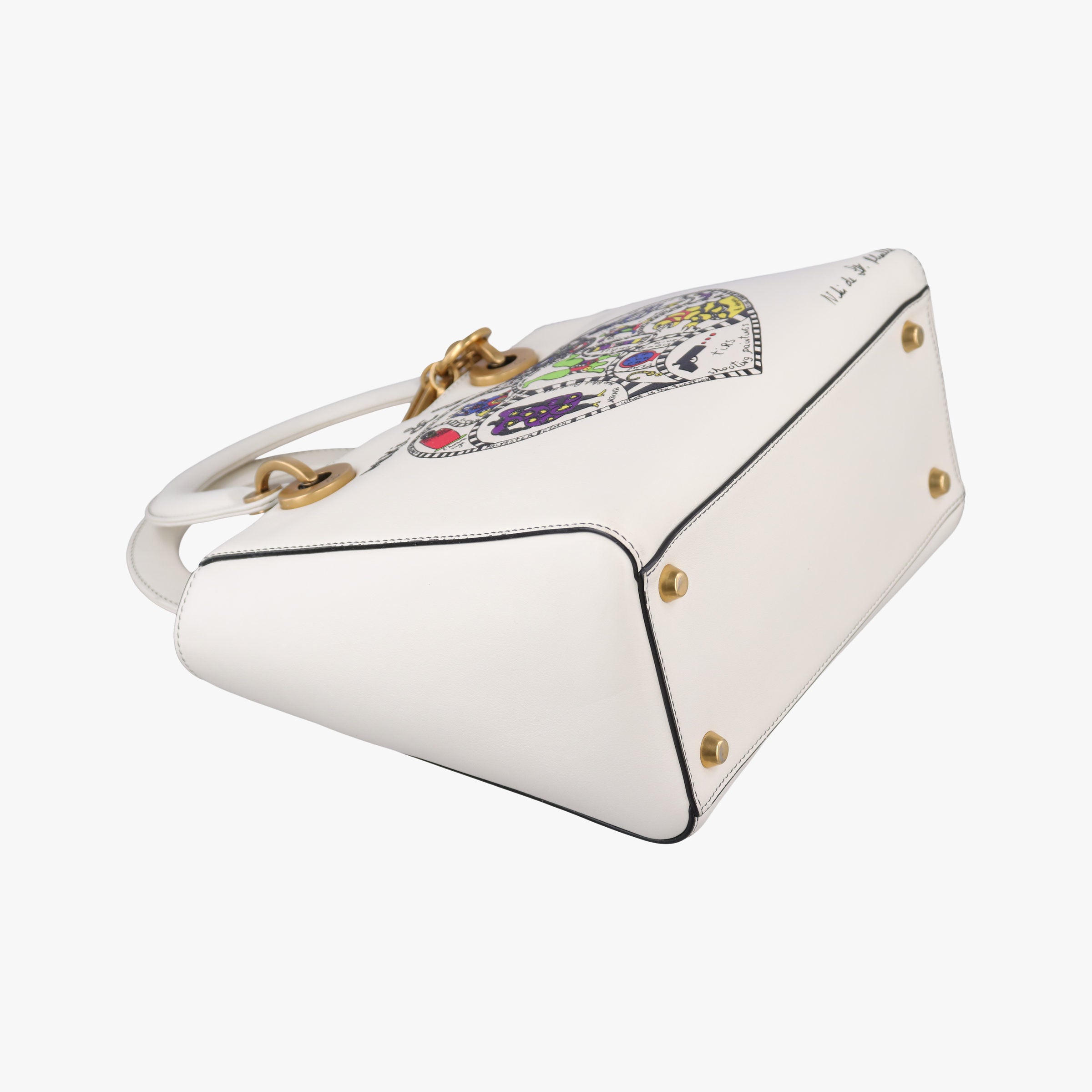 Pre-owned Christian Dior Niki de Saint Phalle Lady Dior White×Multicolour Leather  shoulderbag | stylenewstar