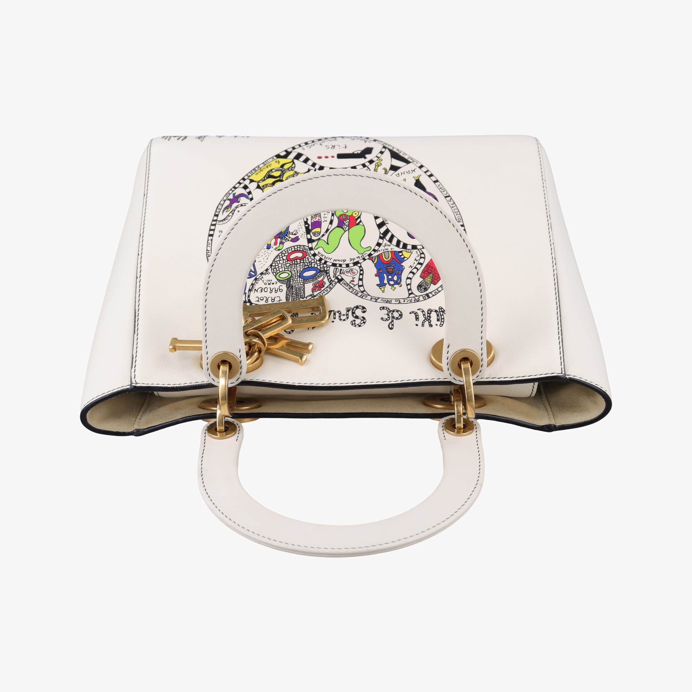 Pre-owned Christian Dior Niki de Saint Phalle Lady Dior White×Multicolour Leather  shoulderbag | stylenewstar
