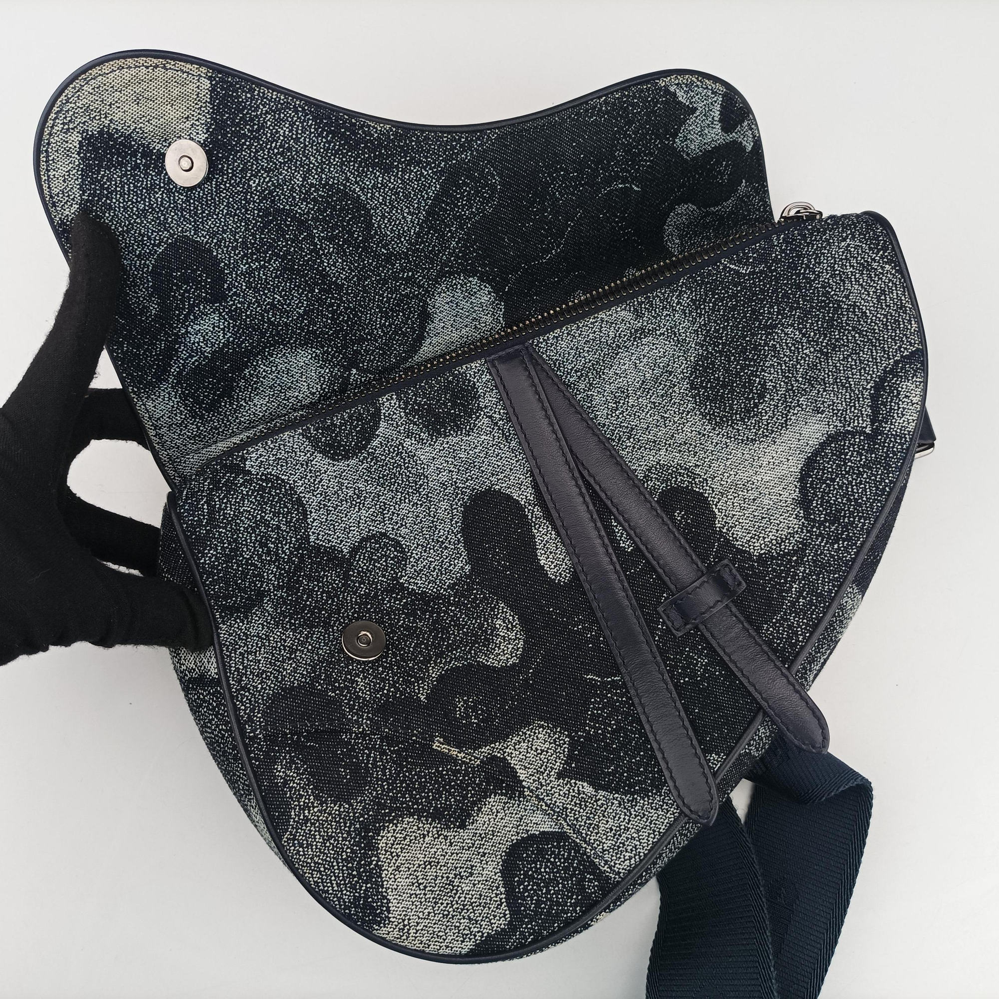 Secondhand Christian Dior Saddle Navy×white Canvas×Leather  bum bag/waist bag | stylenewstar