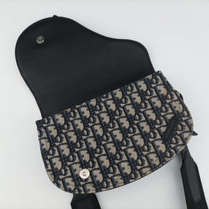 Pre-owned Christian Dior Saddle Pouch Navy×Black Jacquard×Leather  bum bag/waist bag | stylenewstar