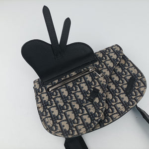 Pre-owned Christian Dior Saddle Pouch Navy×Black Jacquard×Leather  bum bag/waist bag | stylenewstar