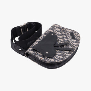 Pre-owned Christian Dior Saddle Pouch Navy×Black Jacquard×Leather  bum bag/waist bag | stylenewstar