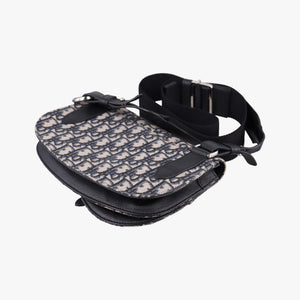 Pre-owned Christian Dior Saddle Pouch Navy×Black Jacquard×Leather  bum bag/waist bag | stylenewstar
