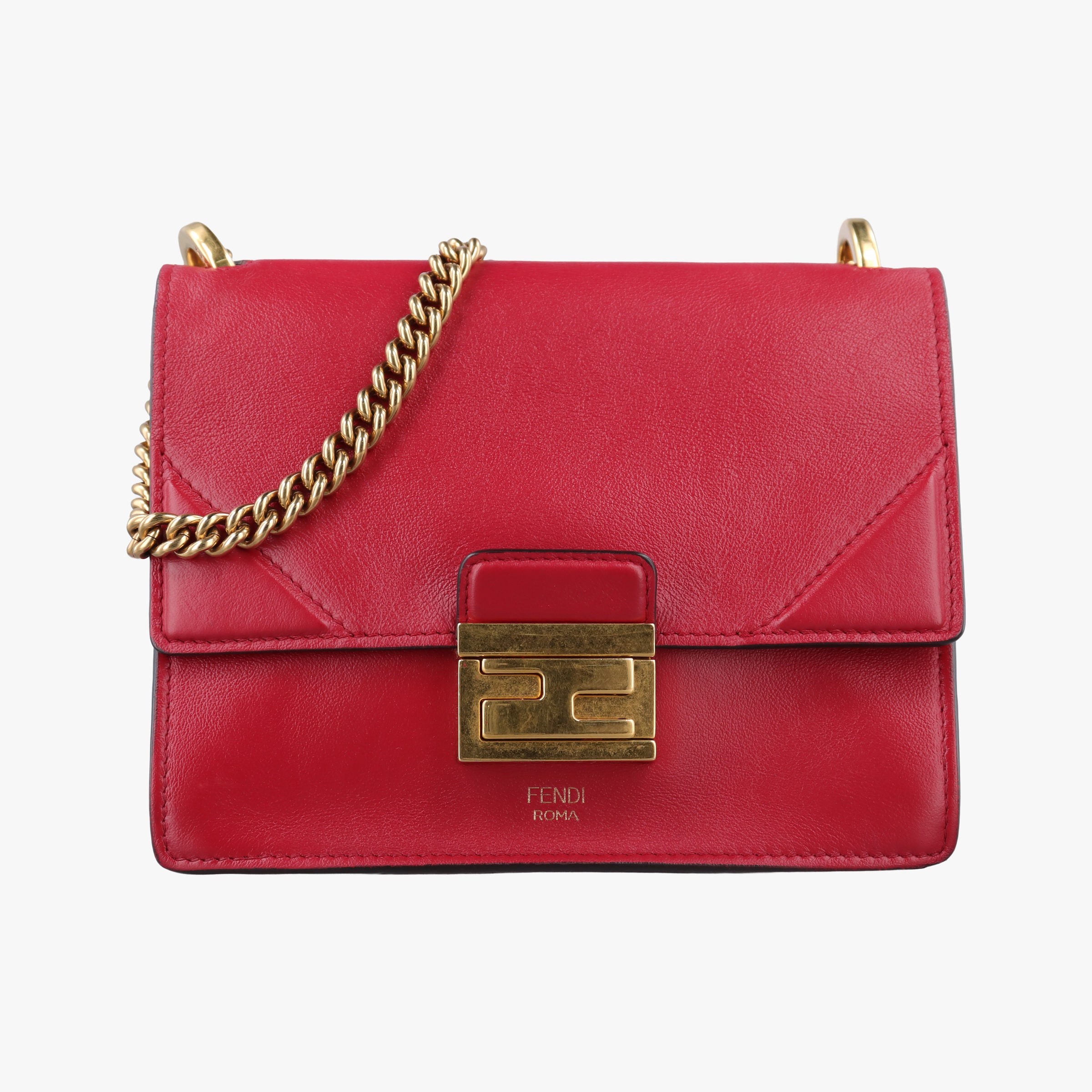 Pre-owned Fendi KAN U Red Leather 8BT312 shoulderbag | stylenewstar