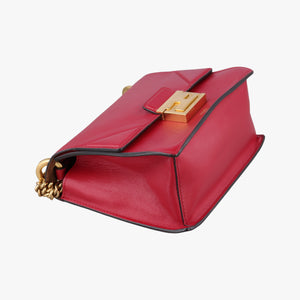 Pre-owned Fendi KAN U Red Leather 8BT312 shoulderbag | stylenewstar