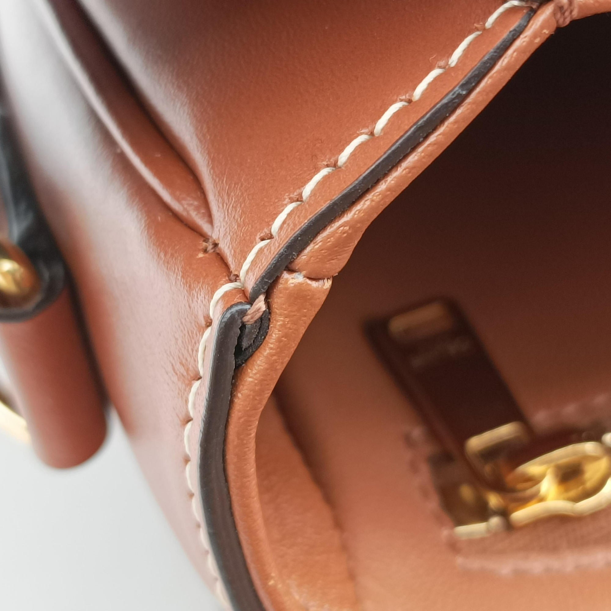 Pre-owned Celine Teen Triomphe White×brown PVC coated canvas  shoulderbag | stylenewstar