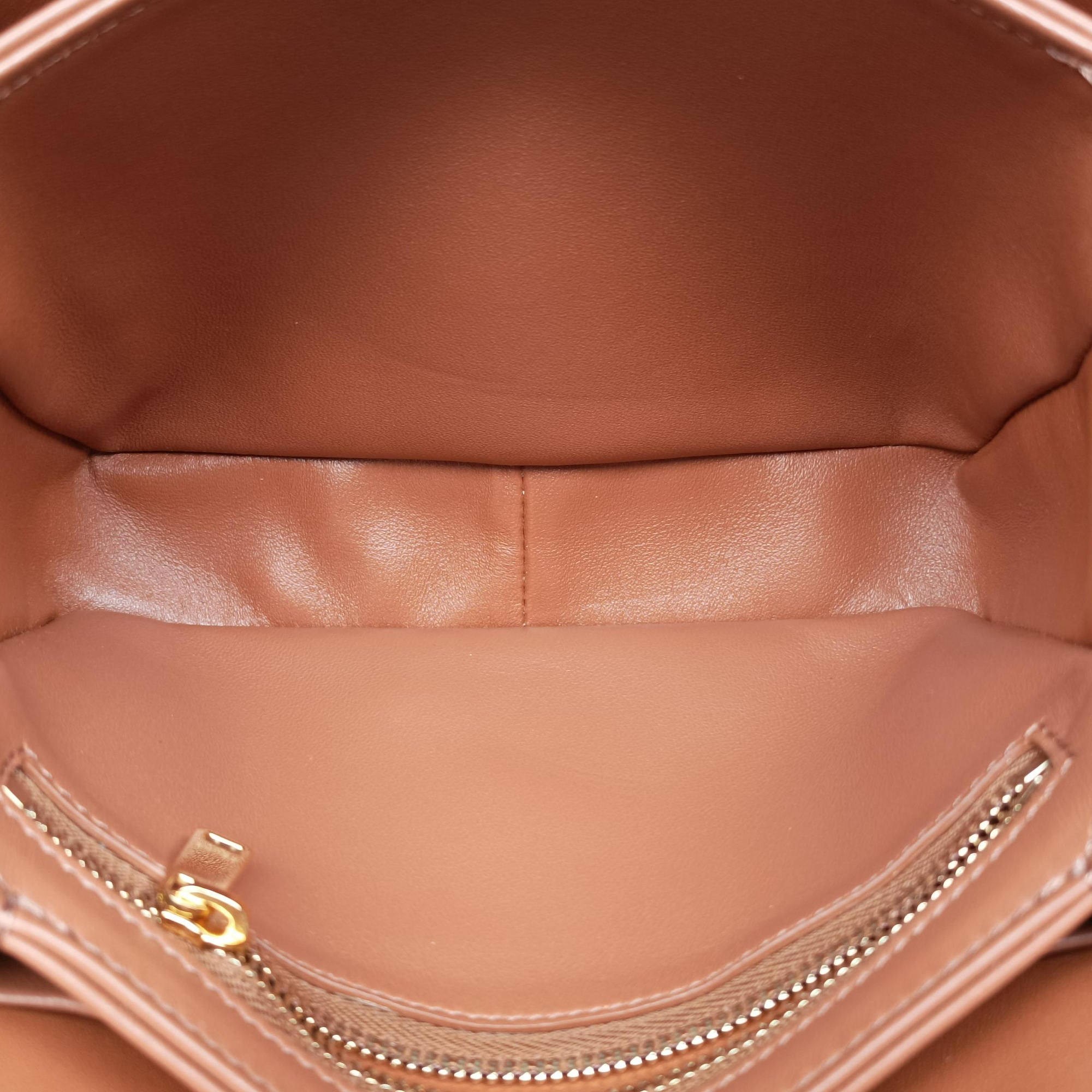 Pre-owned Celine Teen Triomphe White×brown PVC coated canvas  shoulderbag | stylenewstar