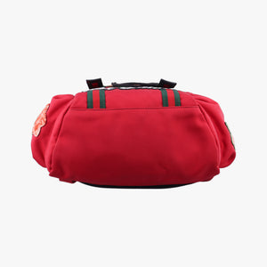 Pre-owned Gucci Techno Vintage Web L'Aveugle Par Amour Embroidered Red canvas 478327 backpack/rucksack | stylenewstar