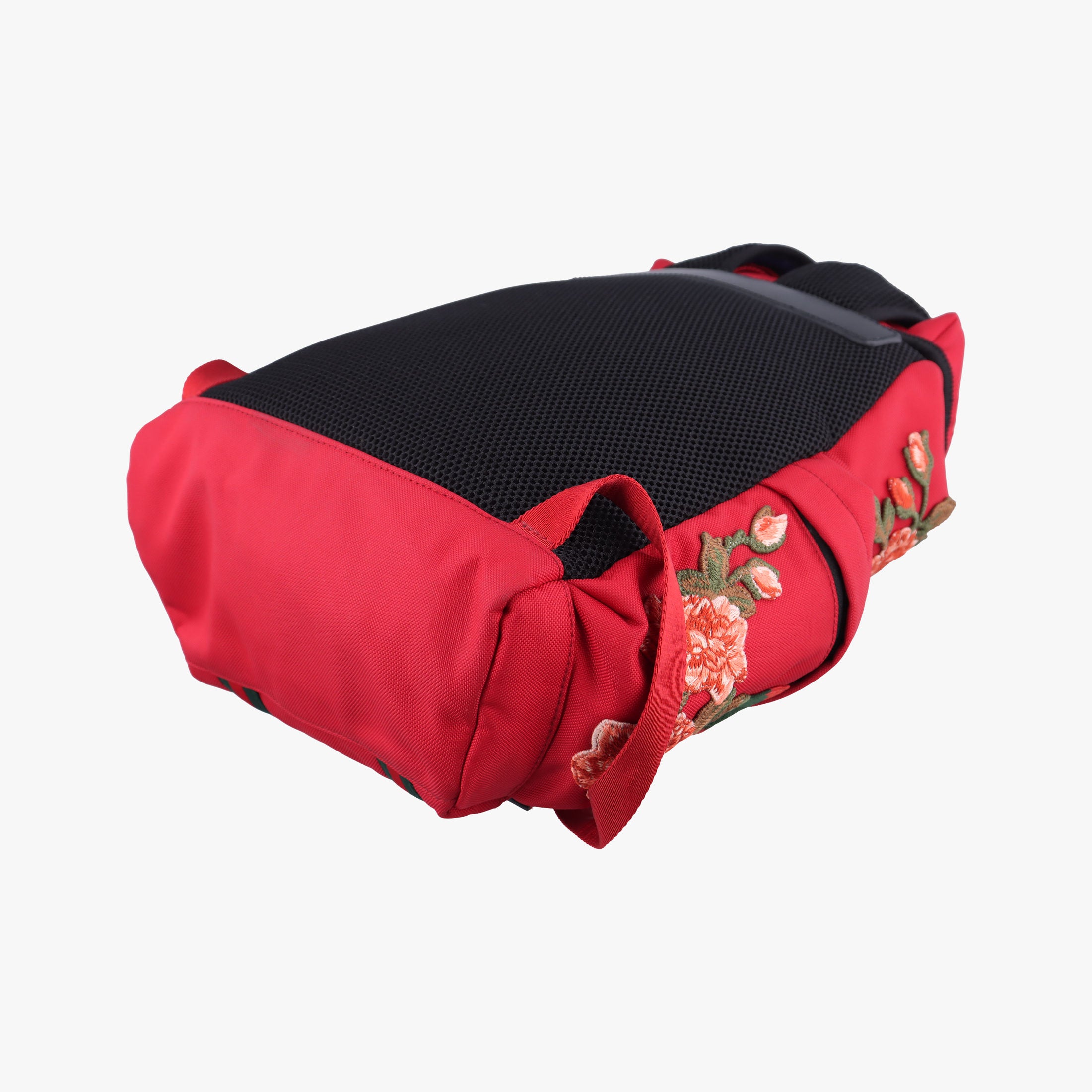 Pre-owned Gucci Techno Vintage Web L'Aveugle Par Amour Embroidered Red canvas 478327 backpack/rucksack | stylenewstar