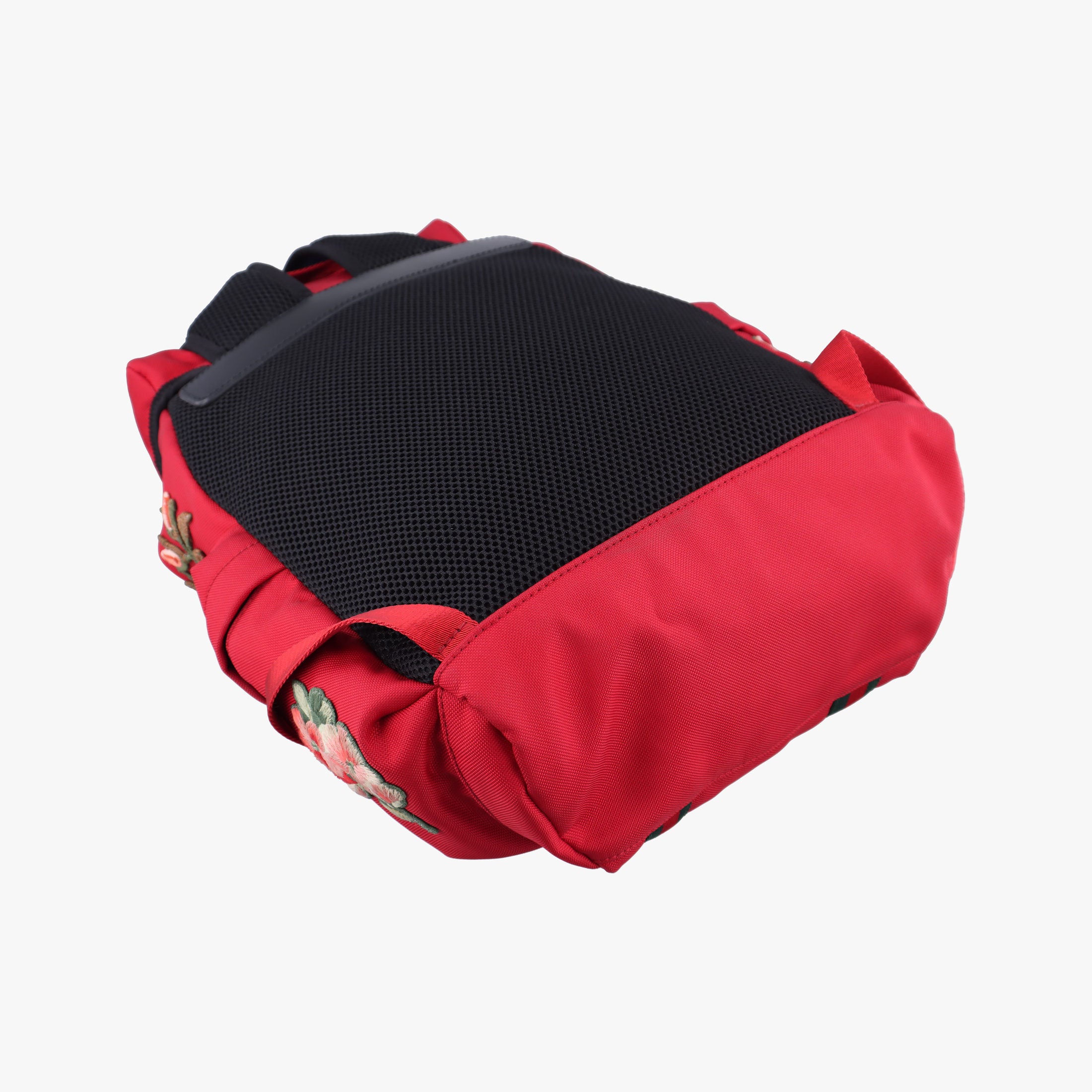 Pre-owned Gucci Techno Vintage Web L'Aveugle Par Amour Embroidered Red canvas 478327 backpack/rucksack | stylenewstar