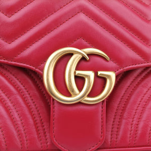Pre-owned Gucci GG Marmont Red Leather 443497 shoulderbag | stylenewstar