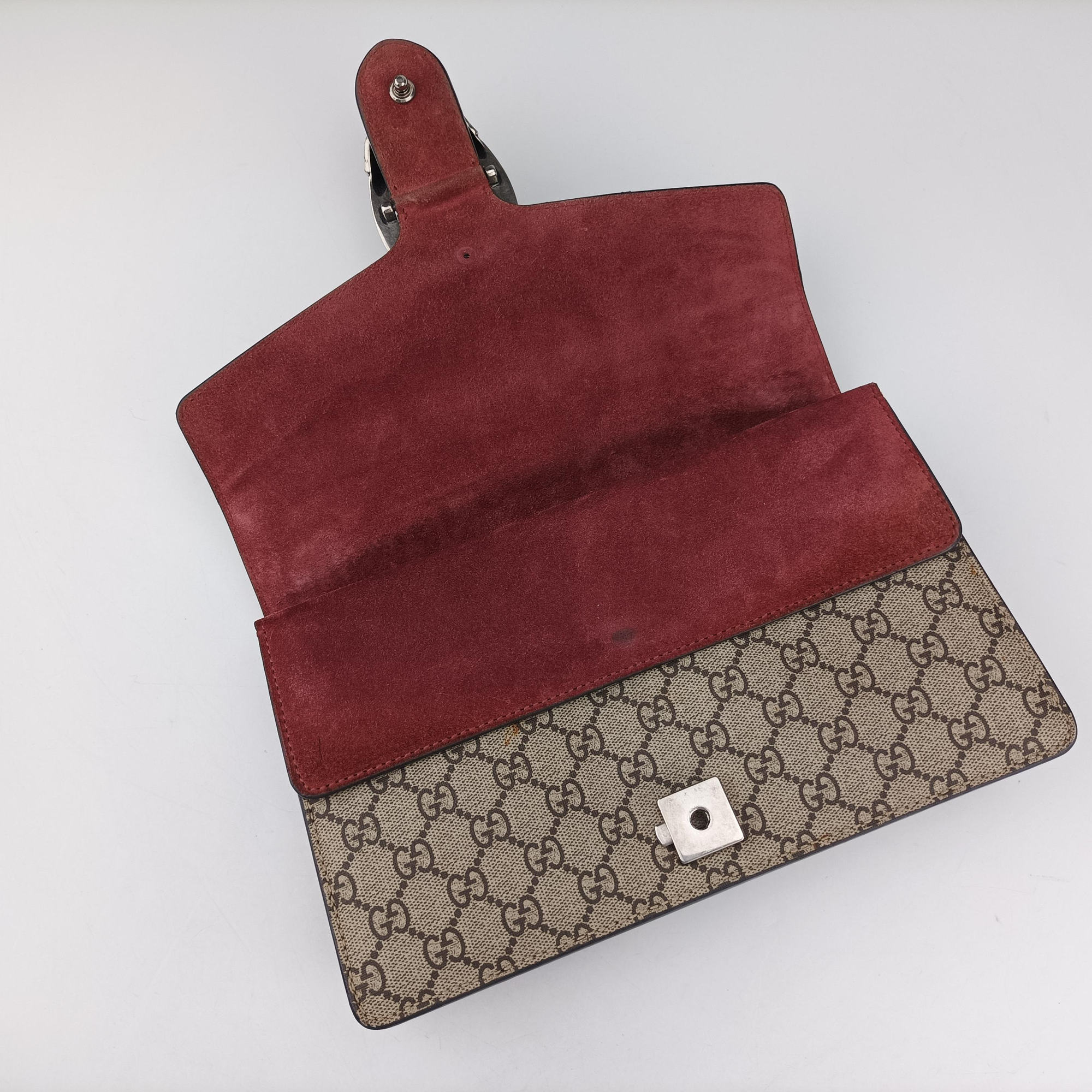 Pre-owned Gucci Dionysus beige×red×multi PVC coated canvas × suede 400249 shoulderbag | stylenewstar