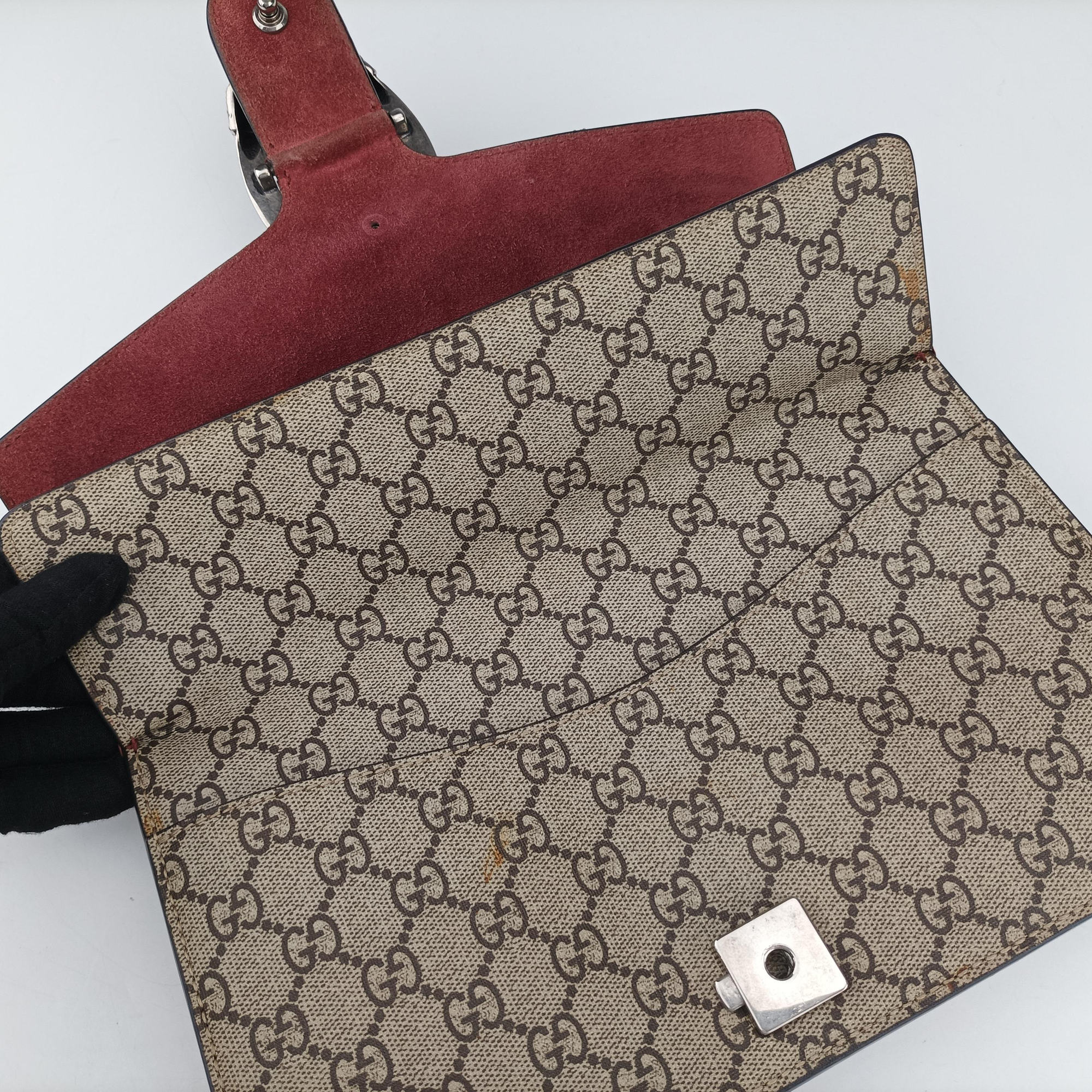 Pre-owned Gucci Dionysus beige×red×multi PVC coated canvas × suede 400249 shoulderbag | stylenewstar