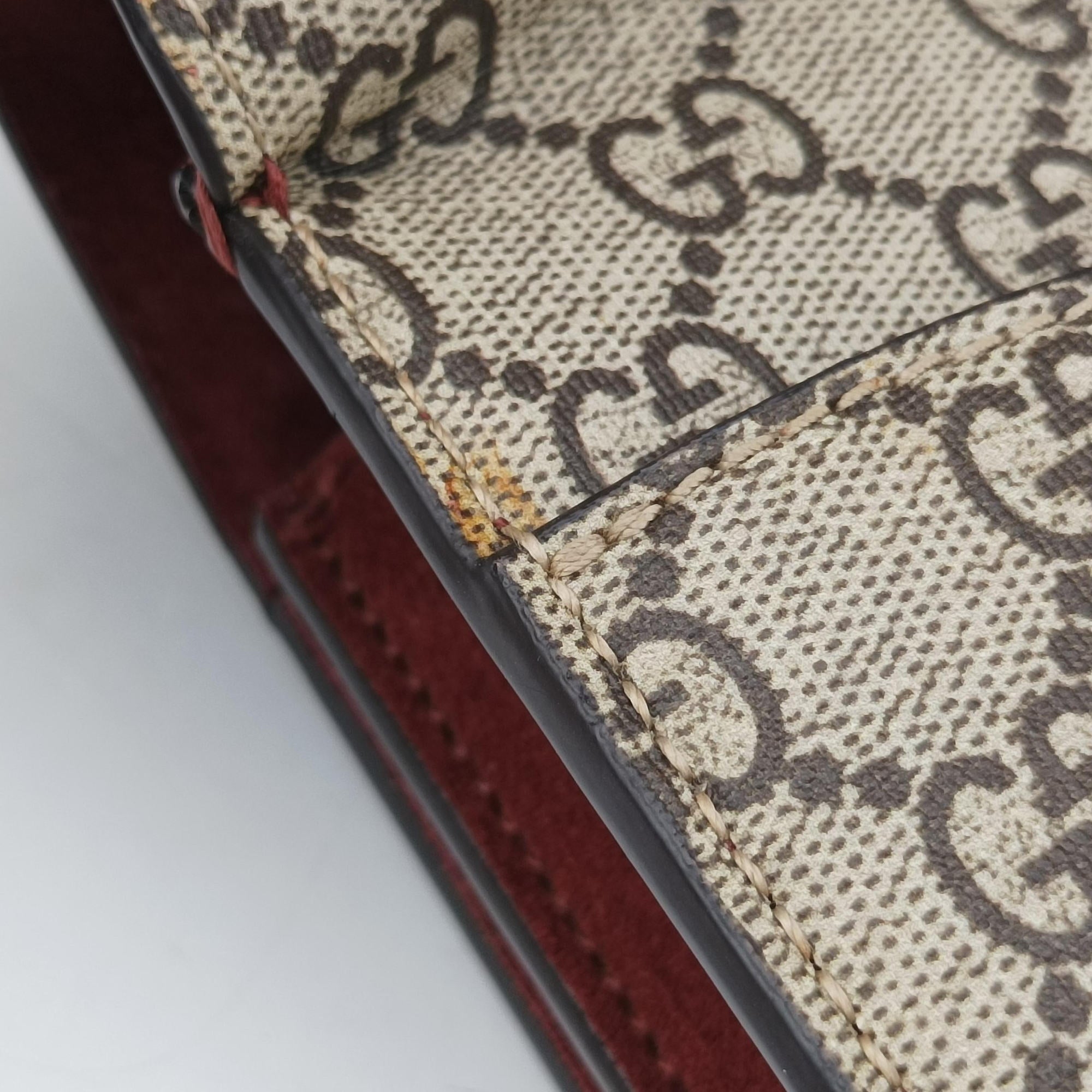 Pre-owned Gucci Dionysus beige×red×multi PVC coated canvas × suede 400249 shoulderbag | stylenewstar
