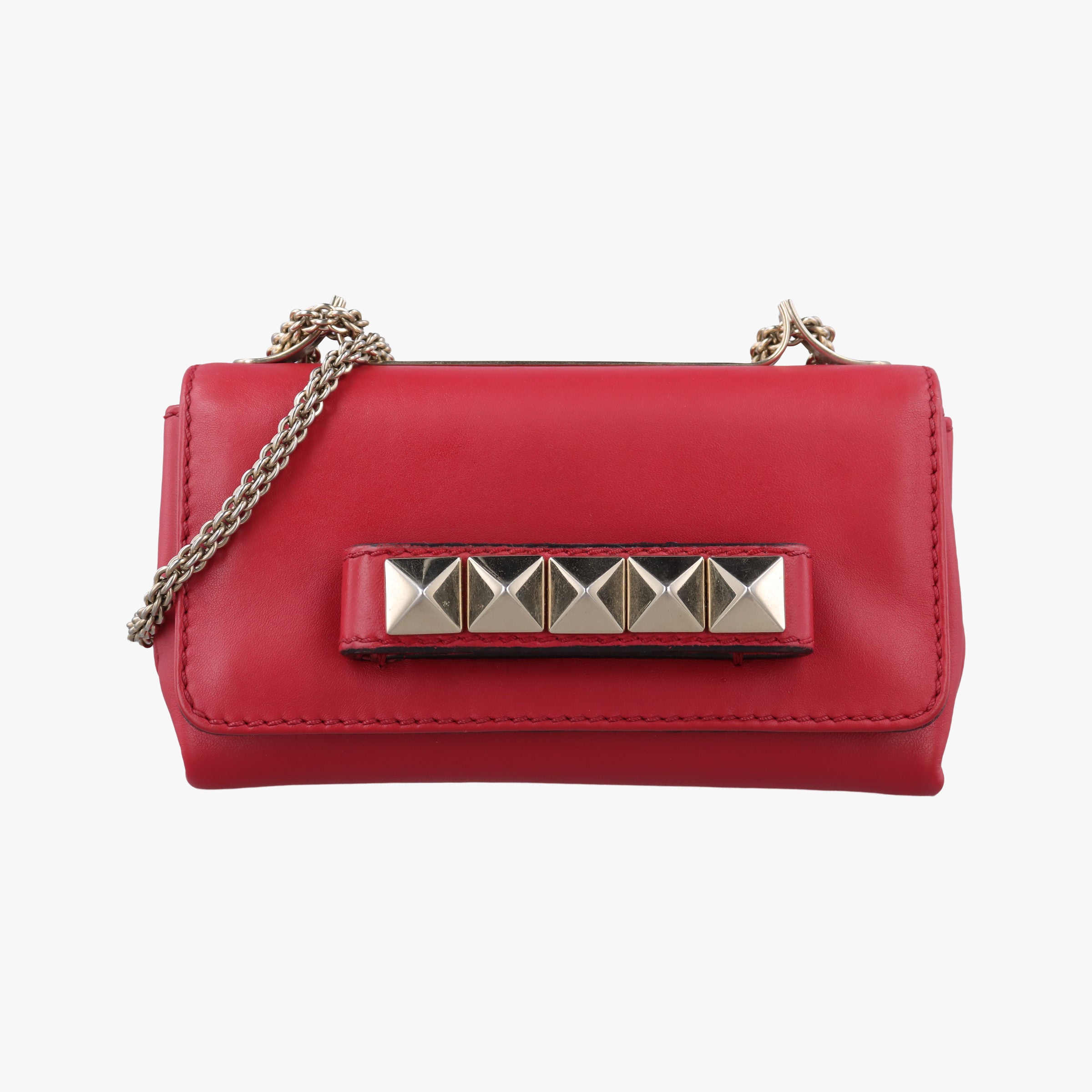 Secondhand Valentino Rockstud VA VA VOOM Red Leather  shoulderbag | stylenewstar