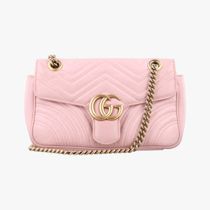 Pre-owned Gucci GG Marmont Pink Leather 443497 shoulderbag | stylenewstar