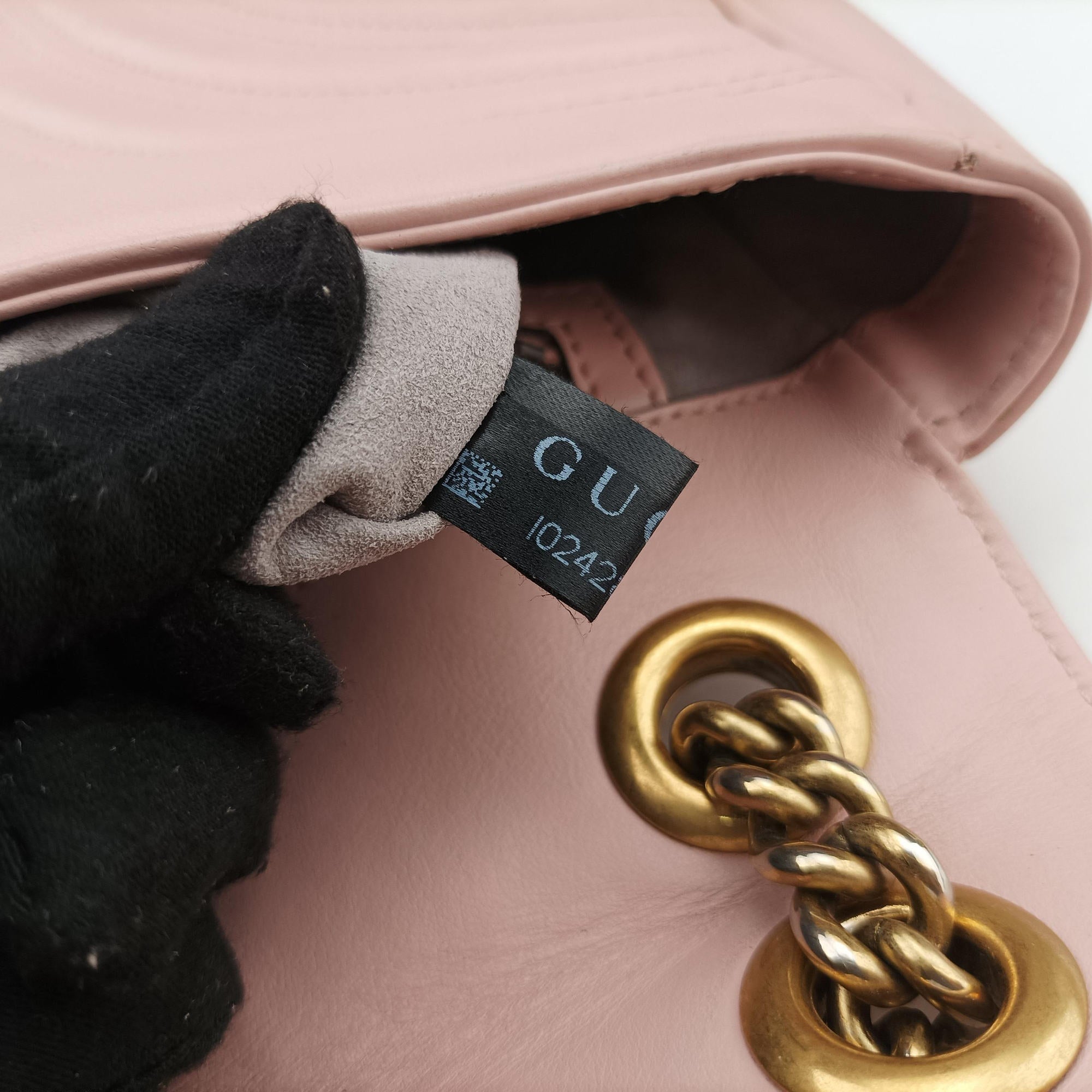 Pre-owned Gucci GG Marmont Pink Leather 443497 shoulderbag | stylenewstar