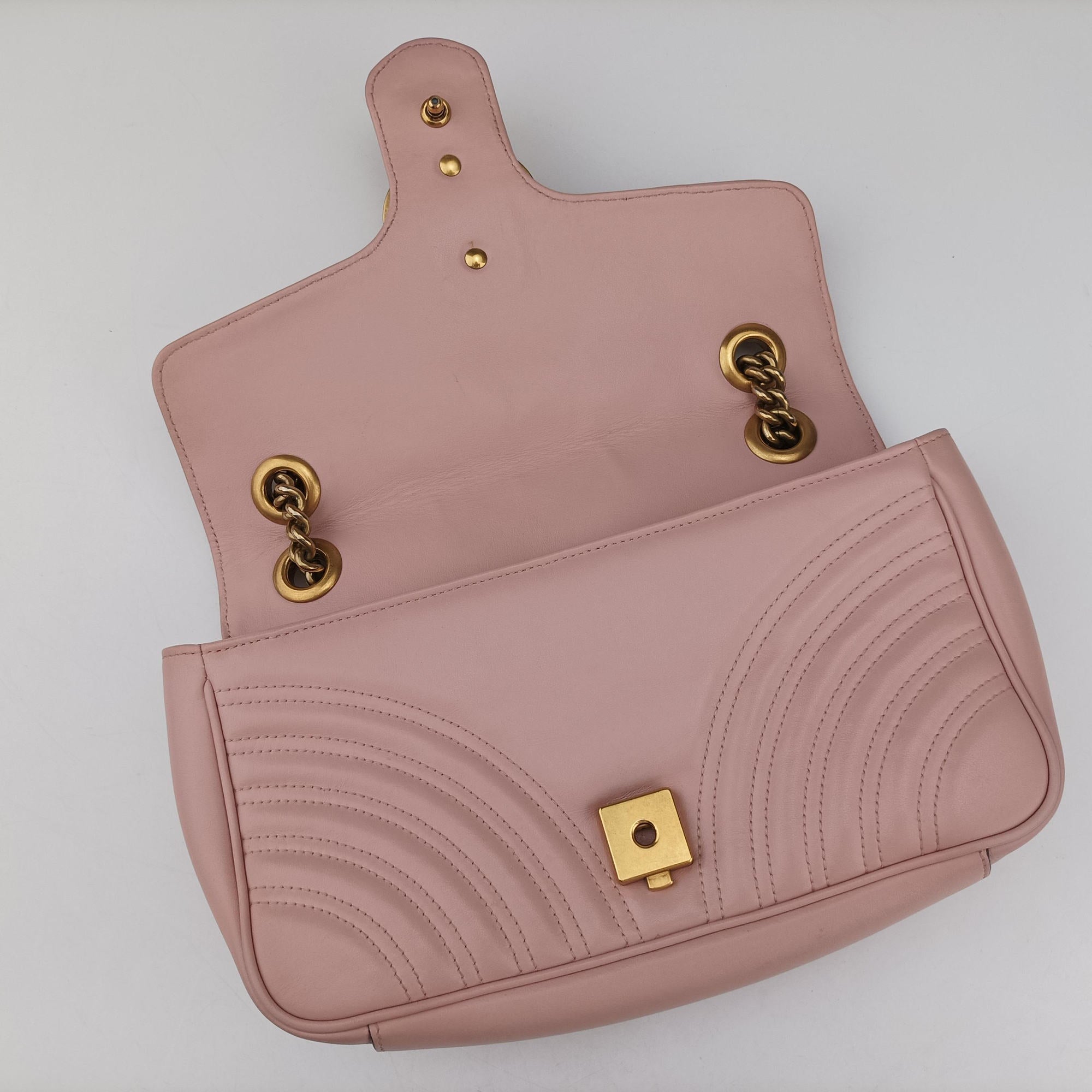 Pre-owned Gucci GG Marmont Pink Leather 443497 shoulderbag | stylenewstar
