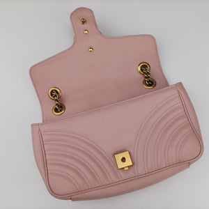 Pre-owned Gucci GG Marmont Pink Leather 443497 shoulderbag | stylenewstar