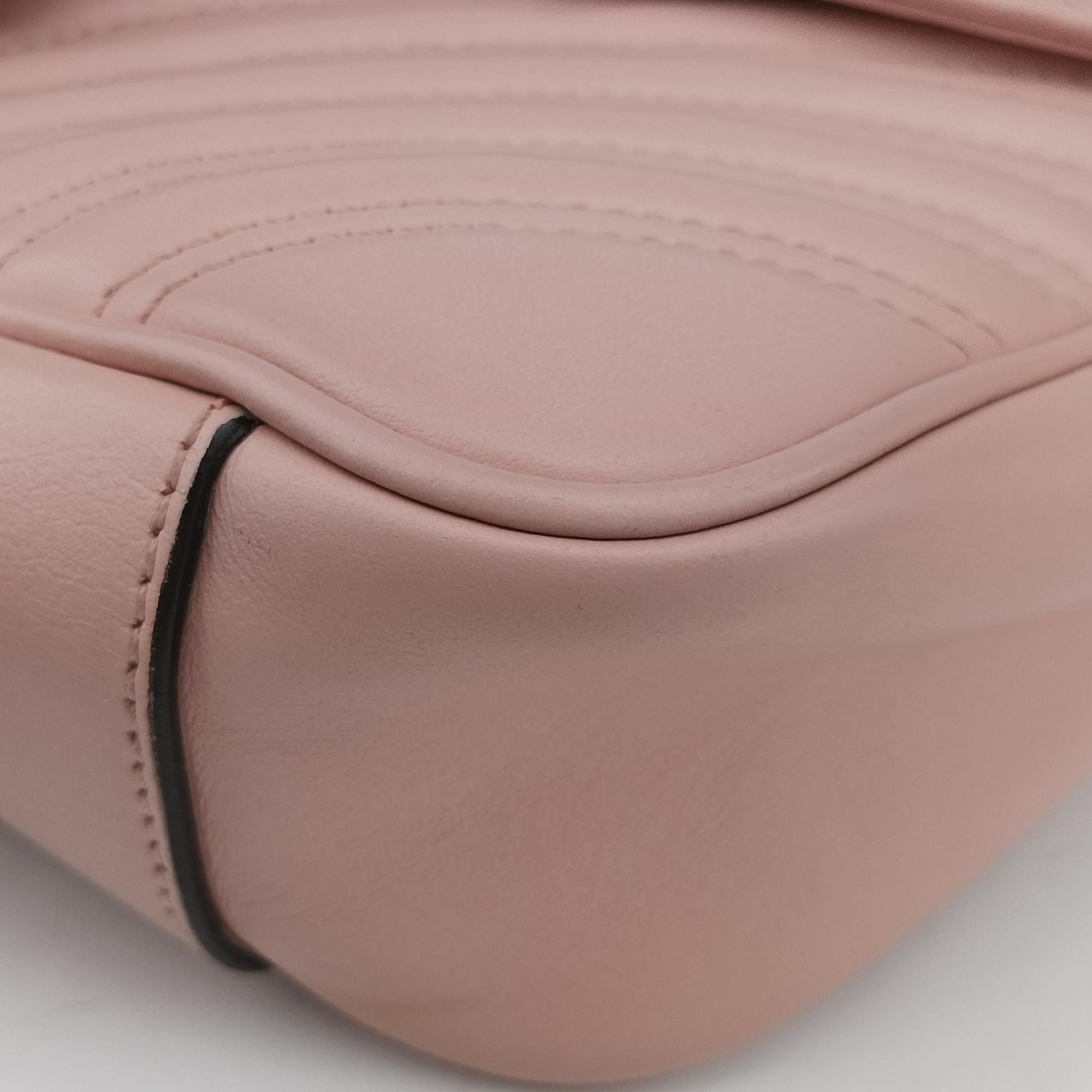 Pre-owned Gucci GG Marmont Pink Leather 443497 shoulderbag | stylenewstar