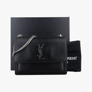 Vintage Yves Saint Laurent SUNSET Black Leather 442906 shoulderbag | stylenewstar