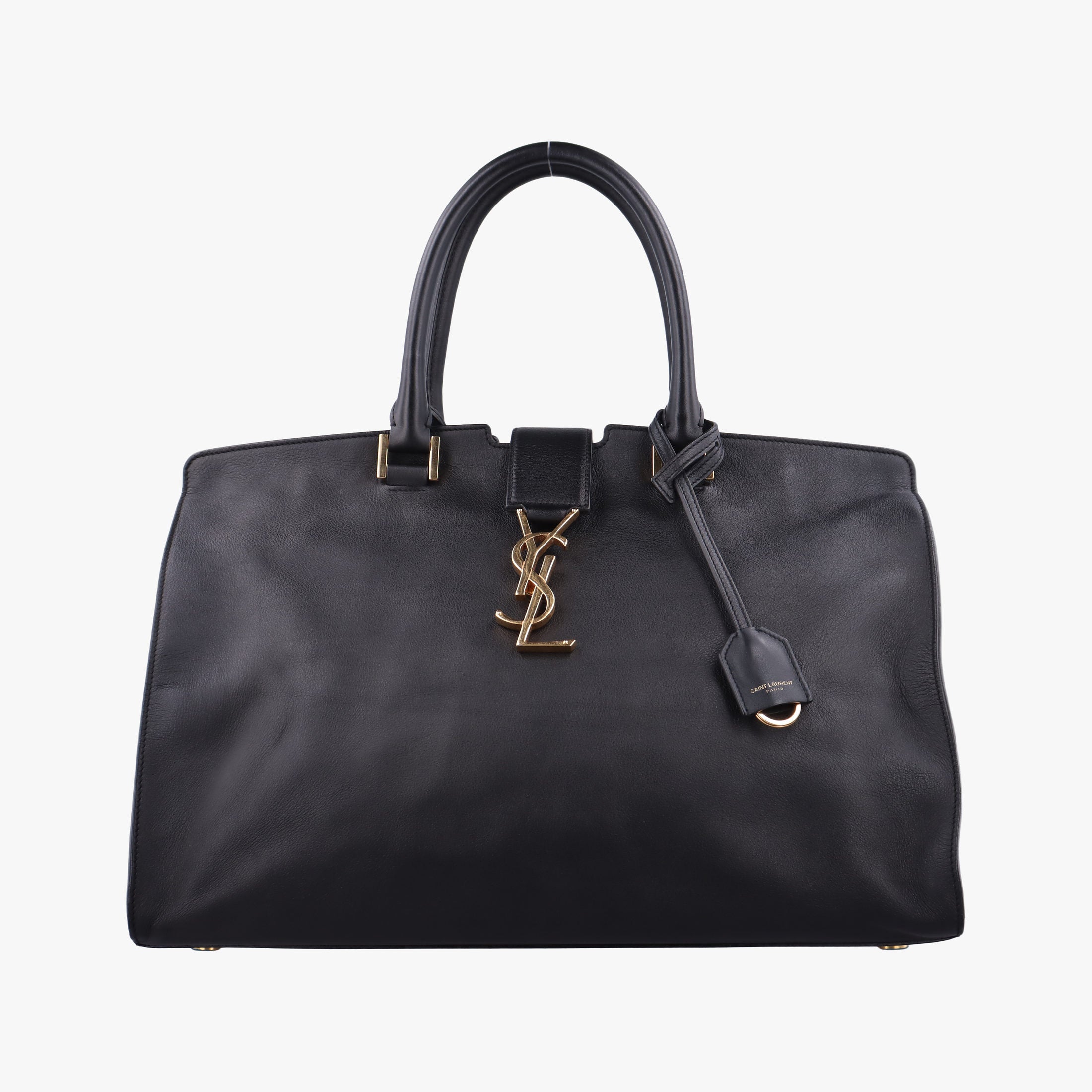 Pre-owned Yves Saint Laurent BABY CABAS Black Leather 394458 handbag | stylenewstar
