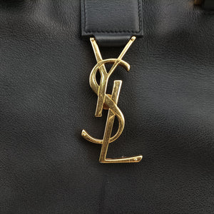 Pre-owned Yves Saint Laurent BABY CABAS Black Leather 394458 handbag | stylenewstar