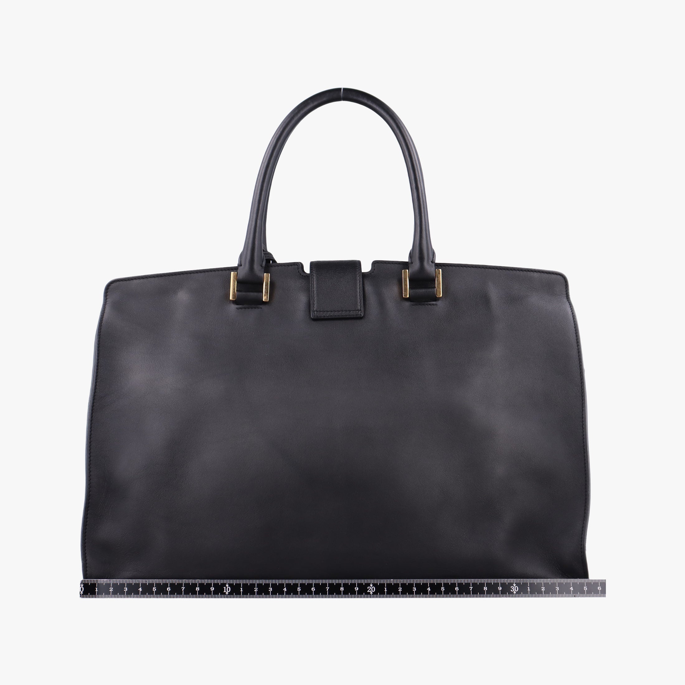 Pre-owned Yves Saint Laurent BABY CABAS Black Leather 394458 handbag | stylenewstar