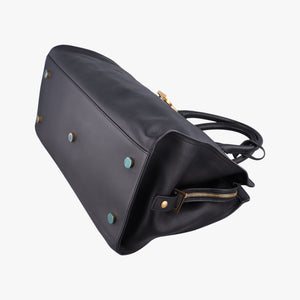 Pre-owned Yves Saint Laurent BABY CABAS Black Leather 394458 handbag | stylenewstar