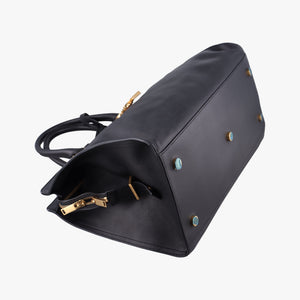 Pre-owned Yves Saint Laurent BABY CABAS Black Leather 394458 handbag | stylenewstar