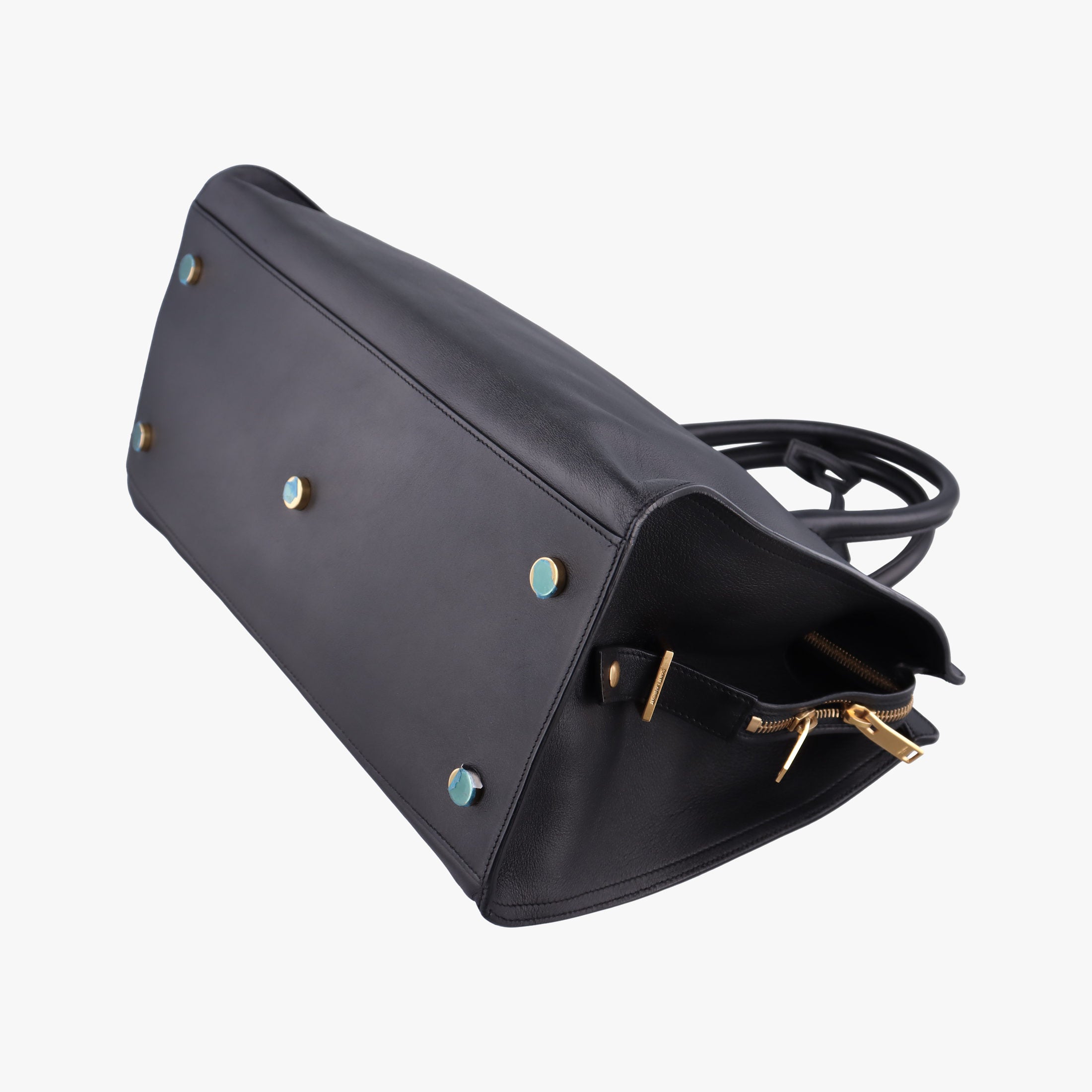 Pre-owned Yves Saint Laurent BABY CABAS Black Leather 394458 handbag | stylenewstar
