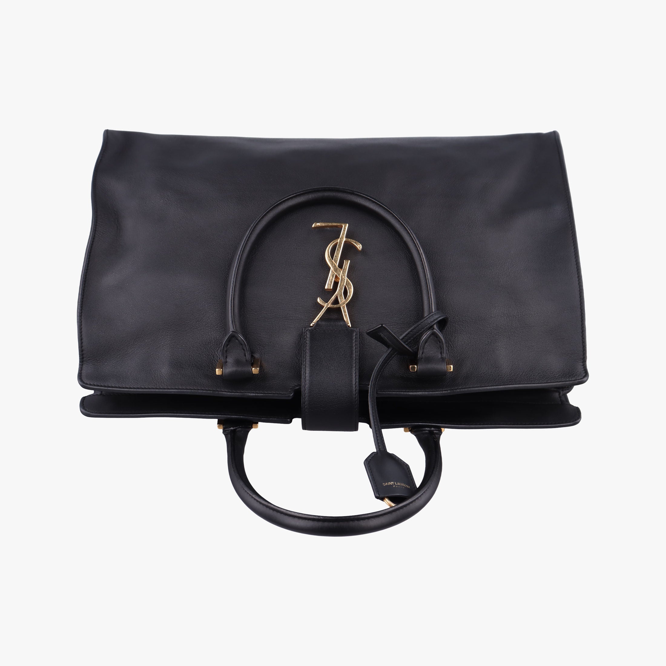 Pre-owned Yves Saint Laurent BABY CABAS Black Leather 394458 handbag | stylenewstar