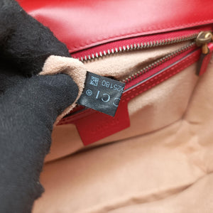 Pre-owned Gucci Queen Margaret Ivory×Red×Navy Leather 476542 shoulderbag | stylenewstar