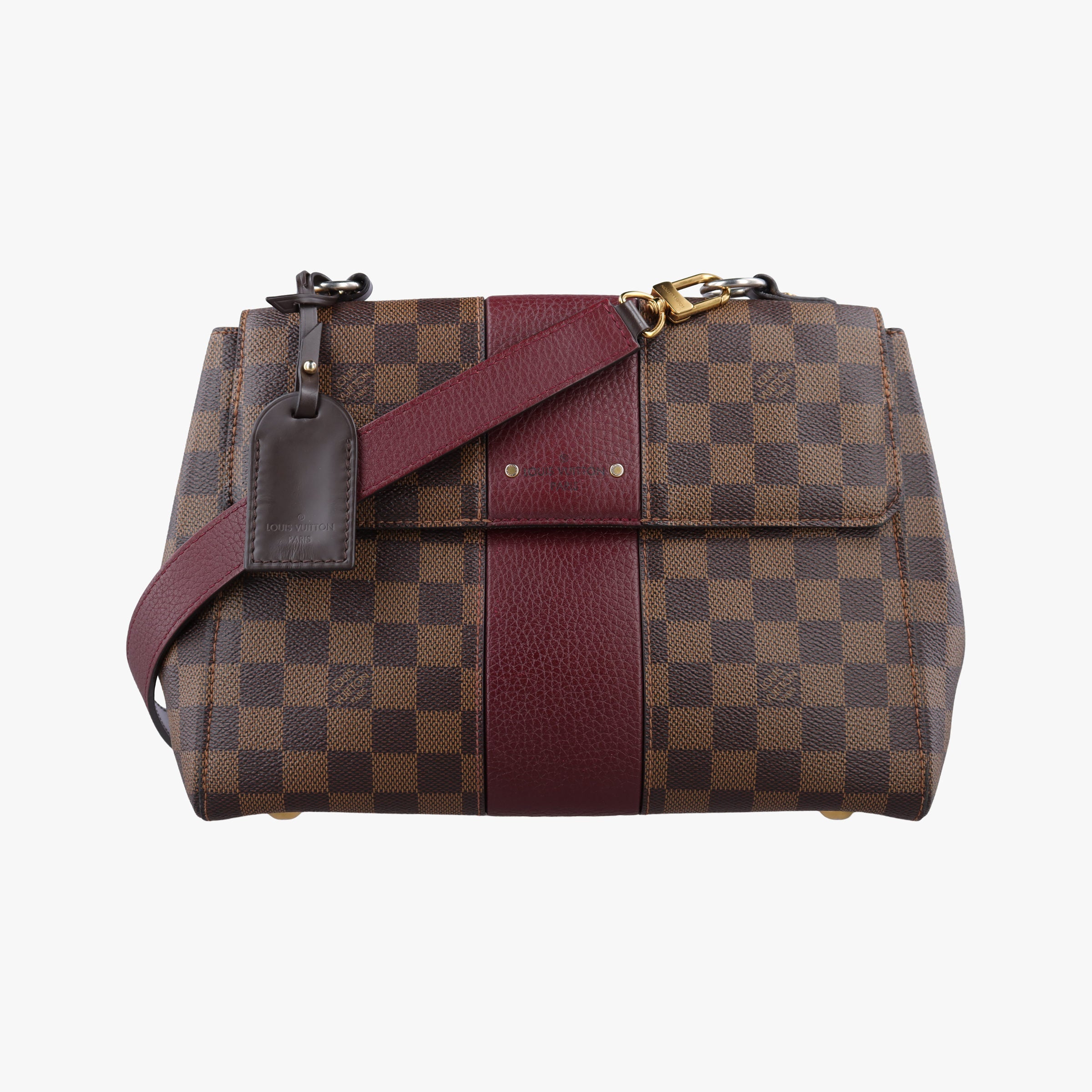 Secondhand Louis Vuitton BOND STREET EBENE×bordeaux Damier Canvas aTaurillon leather N64416 shoulderbag | stylenewstar