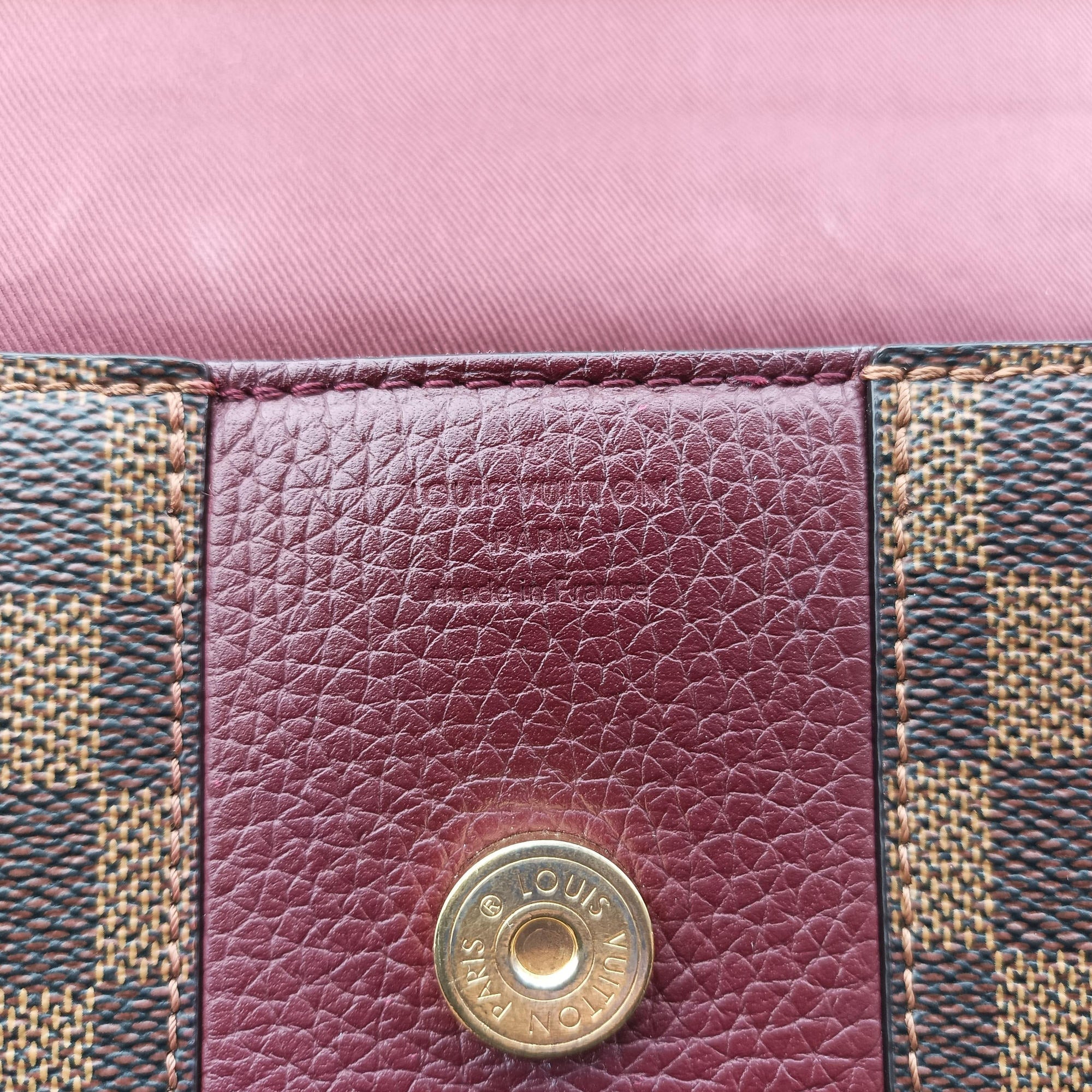 Secondhand Louis Vuitton BOND STREET EBENE×bordeaux Damier Canvas aTaurillon leather N64416 shoulderbag | stylenewstar