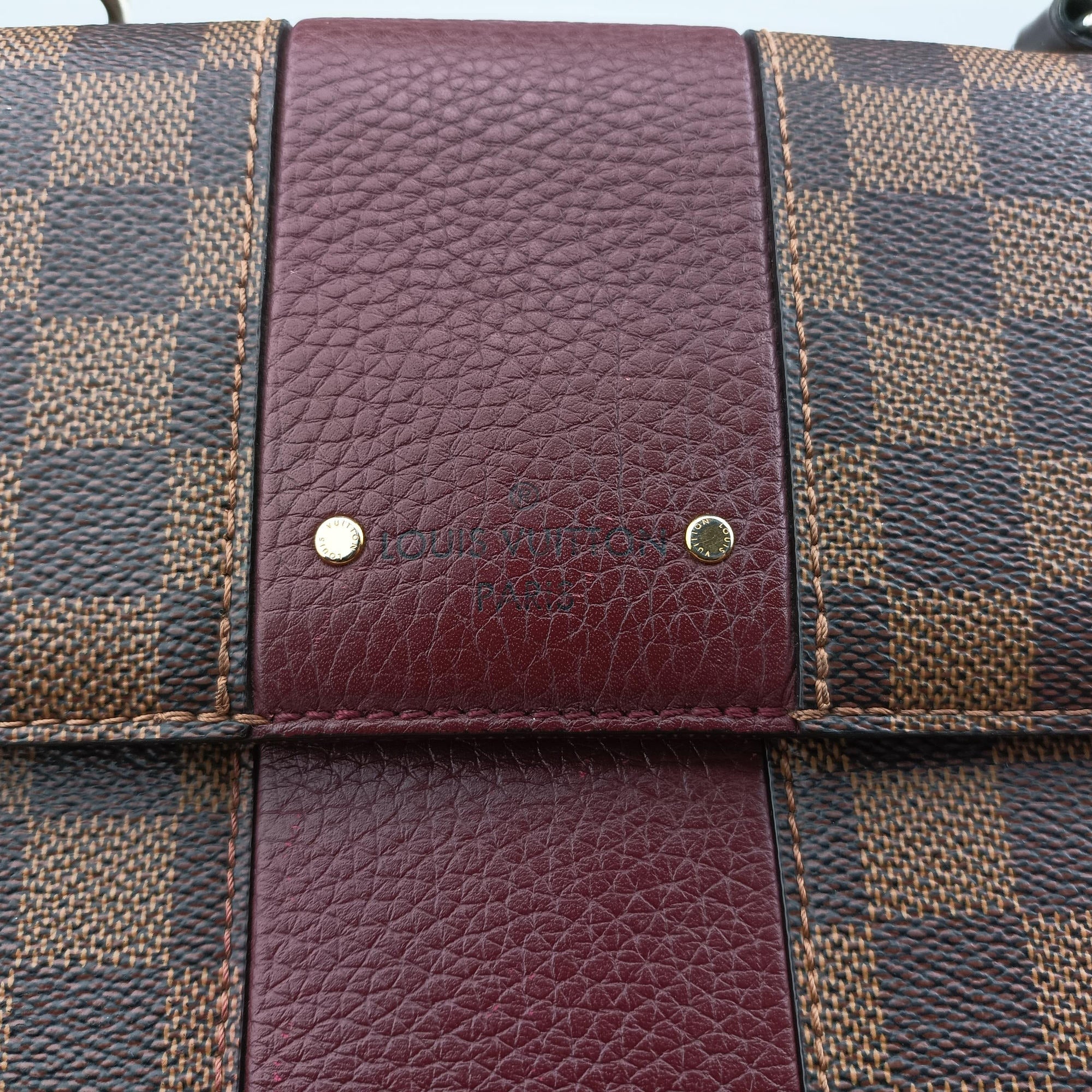 Secondhand Louis Vuitton BOND STREET EBENE×bordeaux Damier Canvas aTaurillon leather N64416 shoulderbag | stylenewstar