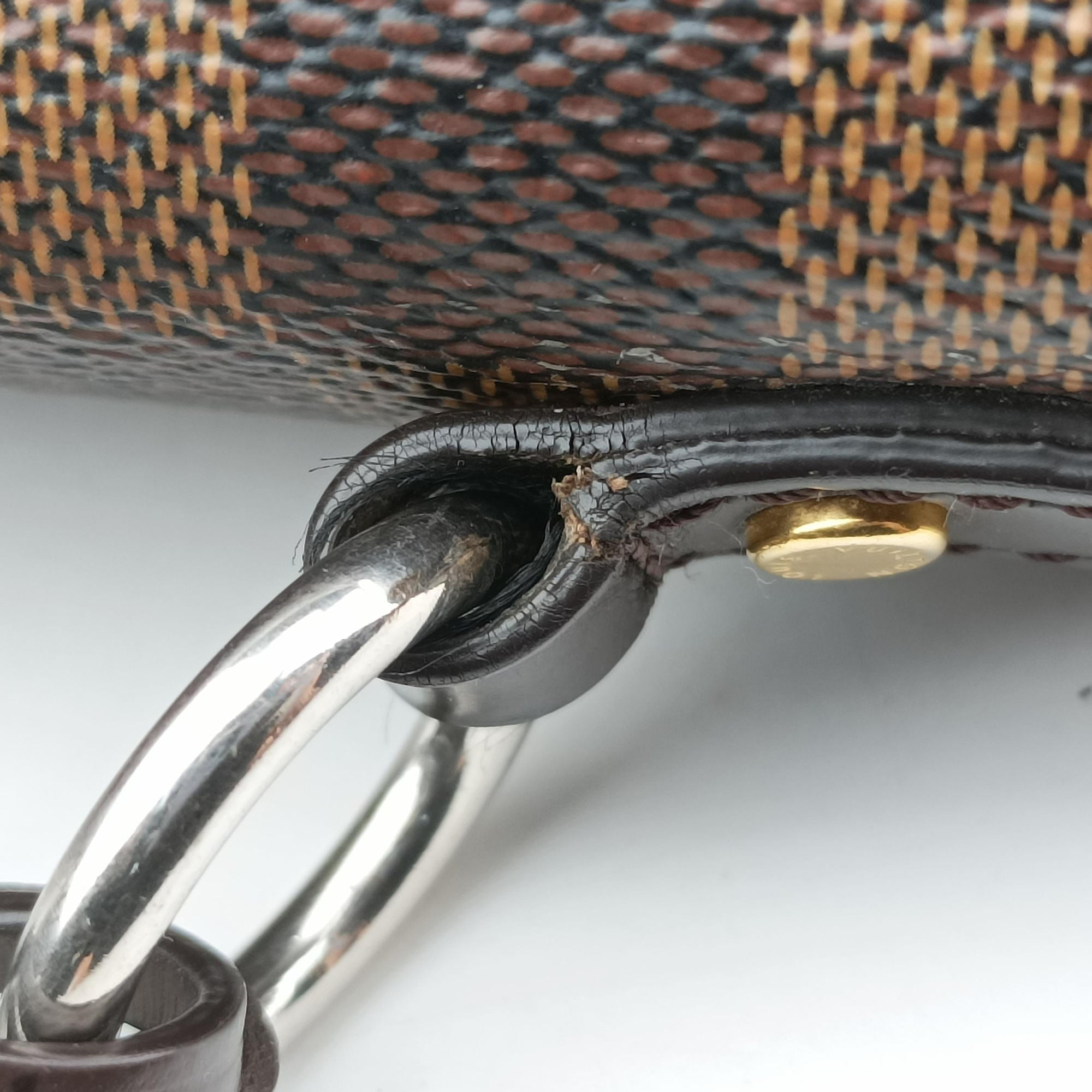 Secondhand Louis Vuitton BOND STREET EBENE×bordeaux Damier Canvas aTaurillon leather N64416 shoulderbag | stylenewstar