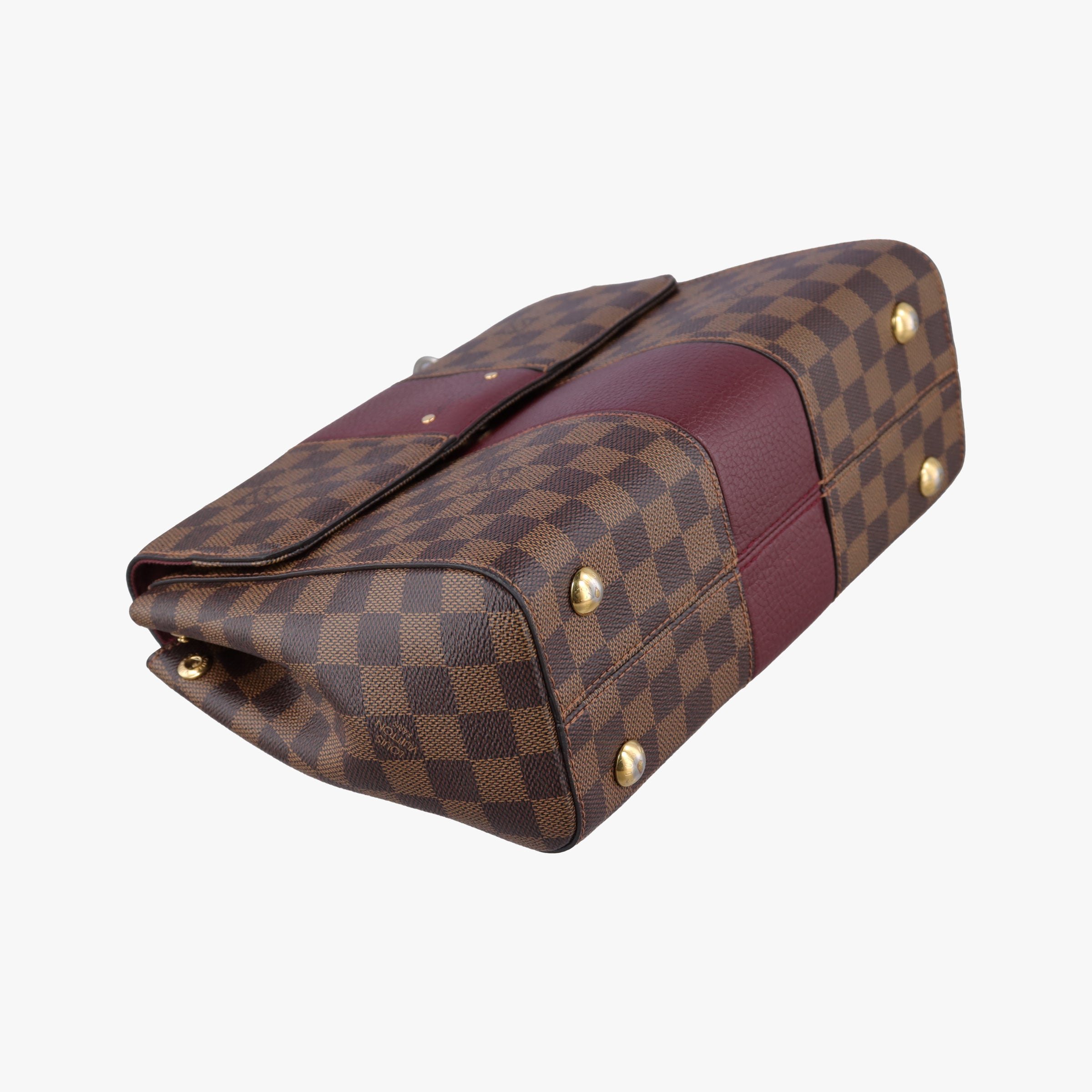Secondhand Louis Vuitton BOND STREET EBENE×bordeaux Damier Canvas aTaurillon leather N64416 shoulderbag | stylenewstar
