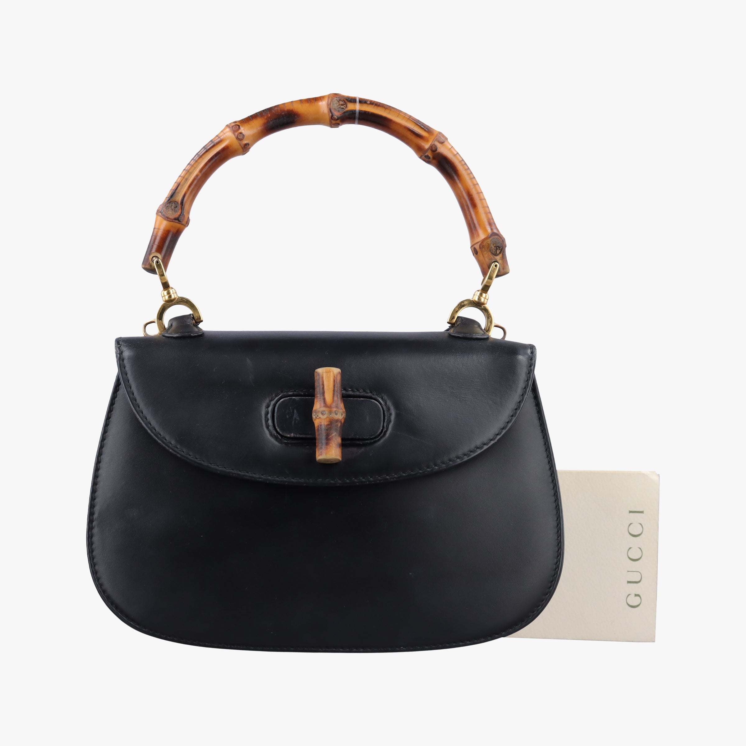 Pre-owned Gucci Bamboo Black Leather 000204 clutchbag | stylenewstar