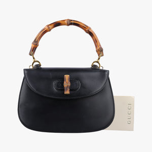 Pre-owned Gucci Bamboo Black Leather 000204 clutchbag | stylenewstar