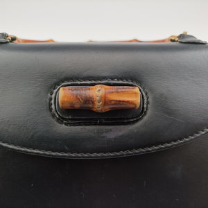 Pre-owned Gucci Bamboo Black Leather 000204 clutchbag | stylenewstar