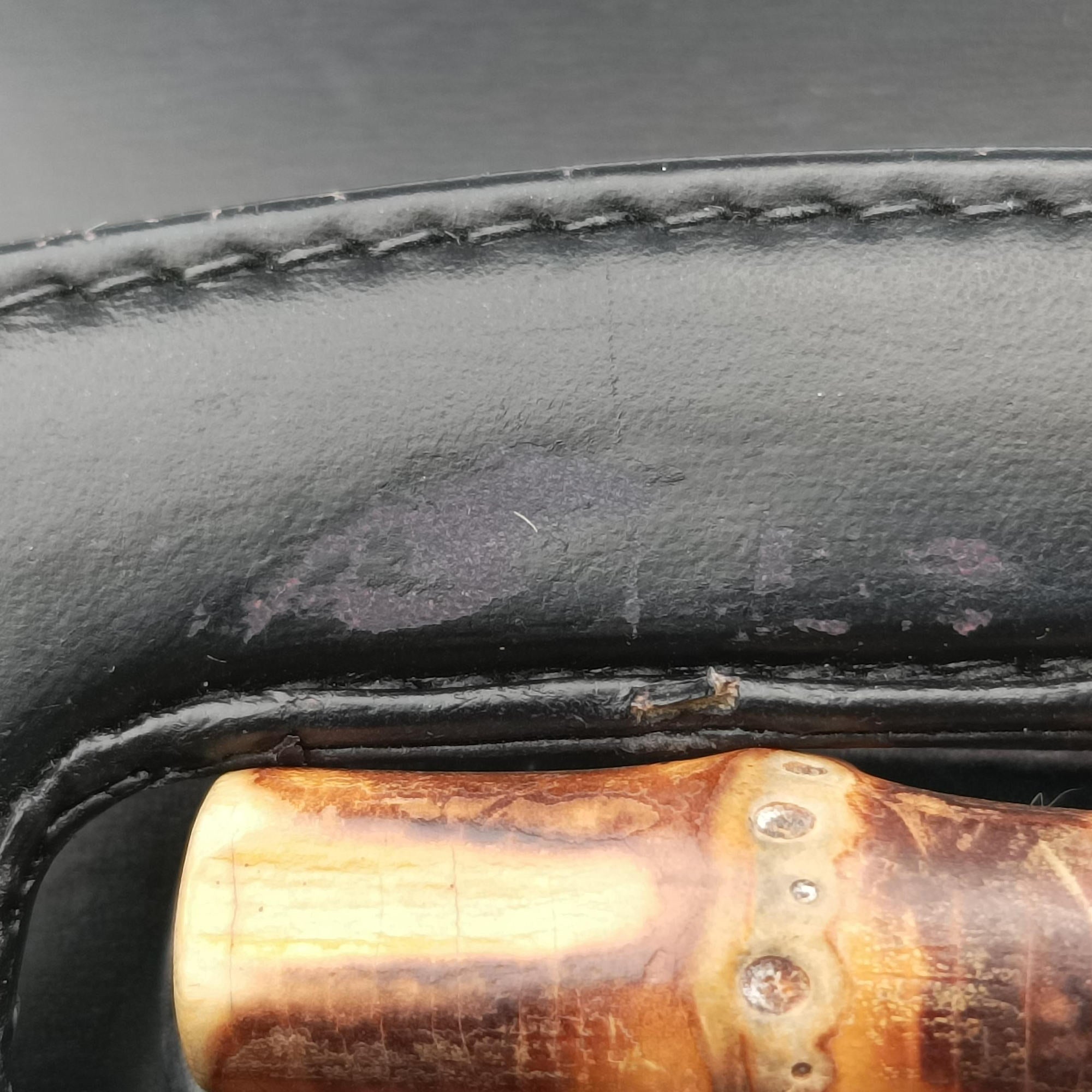 Pre-owned Gucci Bamboo Black Leather 000204 clutchbag | stylenewstar
