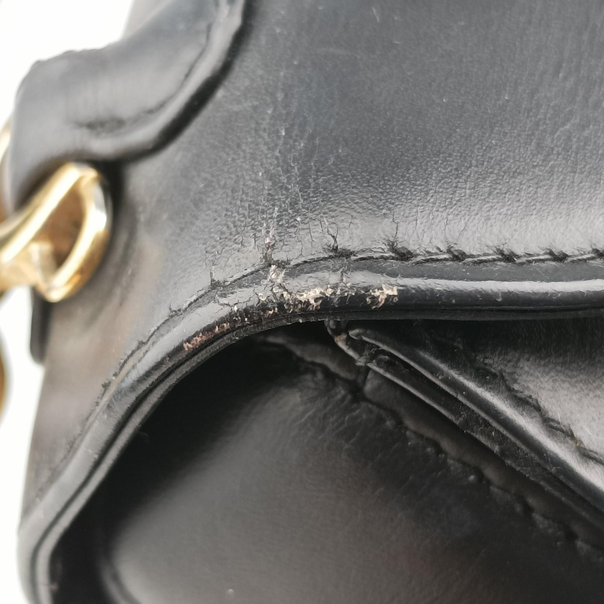 Pre-owned Gucci Bamboo Black Leather 000204 clutchbag | stylenewstar