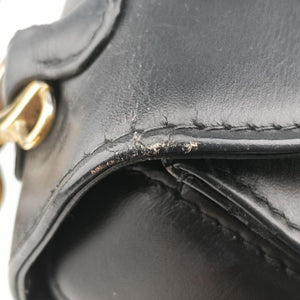 Pre-owned Gucci Bamboo Black Leather 000204 clutchbag | stylenewstar