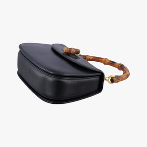 Pre-owned Gucci Bamboo Black Leather 000204 clutchbag | stylenewstar