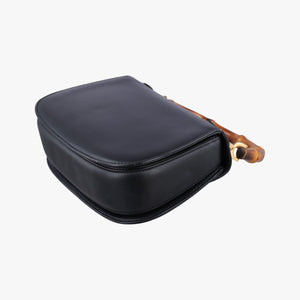 Pre-owned Gucci Bamboo Black Leather 000204 clutchbag | stylenewstar
